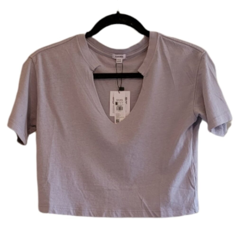 Purple Garage Women's V-Neck Crop T-Shirt